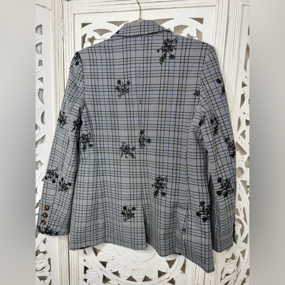 Anthropologie Dolan Gray Plaid Embroidered Blazer - Picture 3 of 6